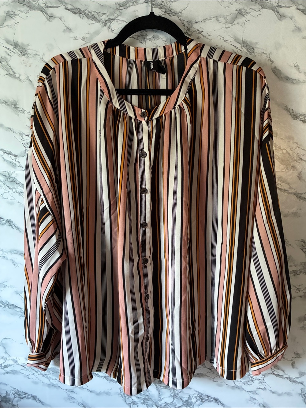 Agnes & Dora XL Mauve Stripe Button-Front Blouse